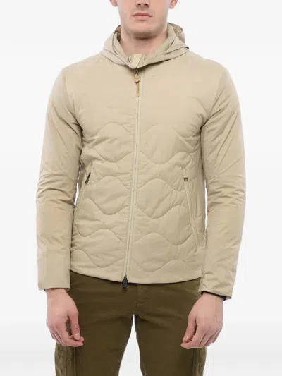 Woolrich Beige Quilted Hood Jacket In Neutral