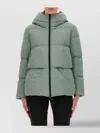 Woolrich Quilted Hooded Long Sleeve Jacket In Gray