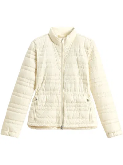 Woolrich Short Down Jacket With Hood And Quilted Pattern In White