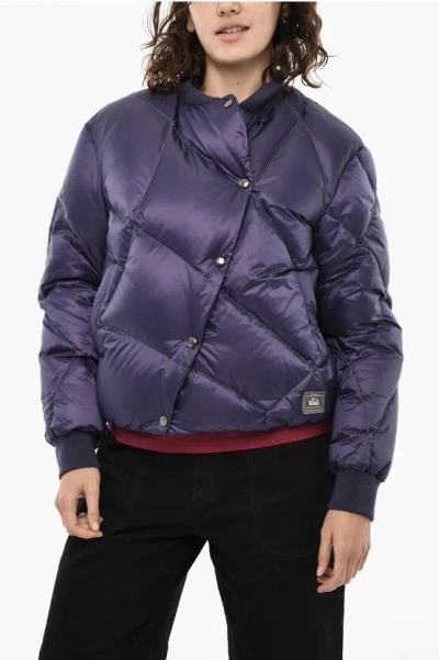 Woolrich Quilted Jacket With Snap Buttons In Blue