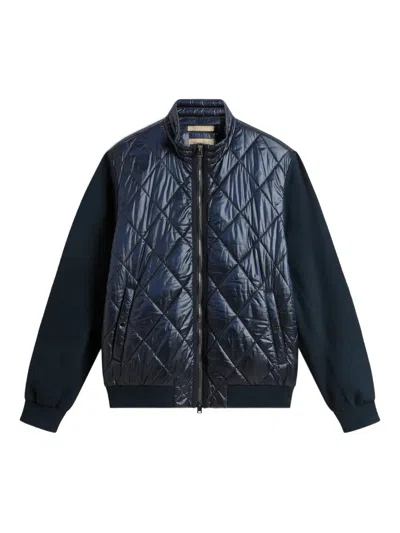 Woolrich Quilted Knit-panel Jacket In Blue