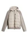 Woolrich Quilted Knitted-panel Coat In Gray