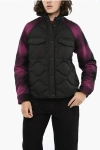 Woolrich Quilted Lightweight Alba Down Jacket With Wool Sleeve In Black