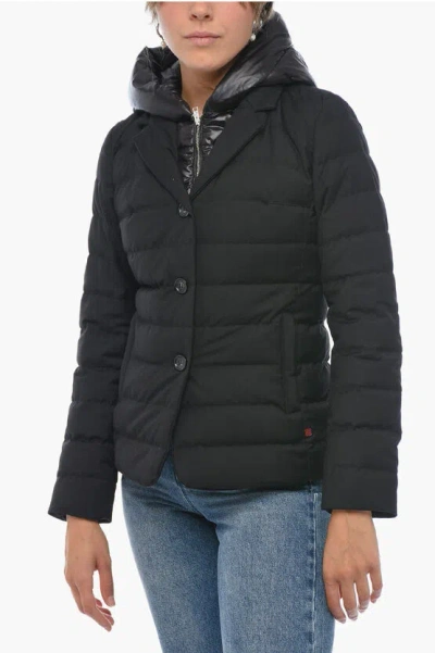 Woolrich Quilted Luxe Down Jacket With Zip Closure In Black