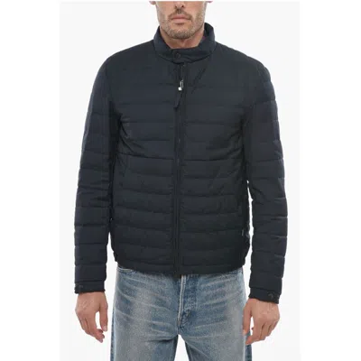 Woolrich Quilted Luxe Lightweight Down Jacket With Zip Closure In Blue
