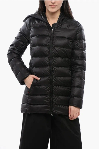 Woolrich Quilted Midi Down Jacket With Hood In Black