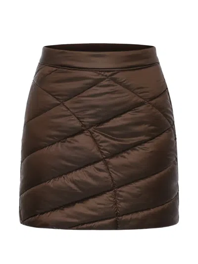 Woolrich Quilted Padded Mini Skirt In Brown
