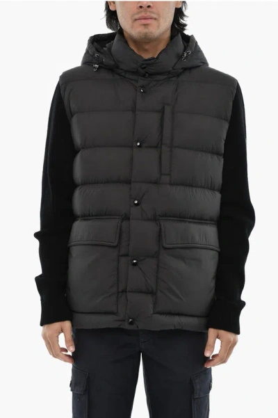 Woolrich Quilted Sierra Down Jacket With Snap Buttons And Knit Sleeve In Multi
