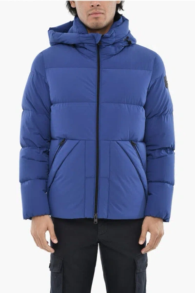 Woolrich Quilted Sierra Supreme Down Jacket With 4 Pockets In Blue