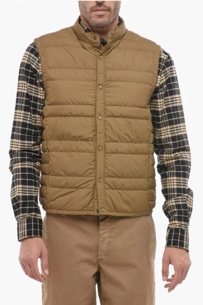 Woolrich Quilted Sleeveless Lightweight Down Jacket In Brown