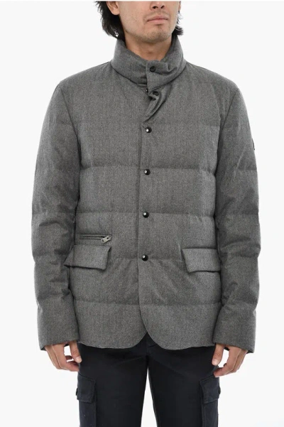 Woolrich Quilted Wool Luxe Down Jacket In Gray