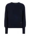 Woolrich Cotton Modal Sweater Long Sleeves Crew Neck In Blue
