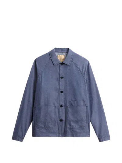 Woolrich Raglan-sleeves Shirt Jacket In Blue