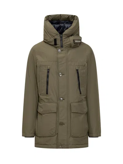Woolrich Hooded Padded Parka In Brown