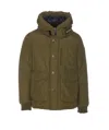 Woolrich Bomber Jacket With Hood And Zip Detail In Green