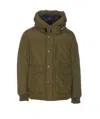 Woolrich Ramar Cloth Hooded Bomber Jacket In Gst Greenstone