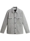 Woolrich Wool Blend Overshirt With Double Breast Pockets In Grey