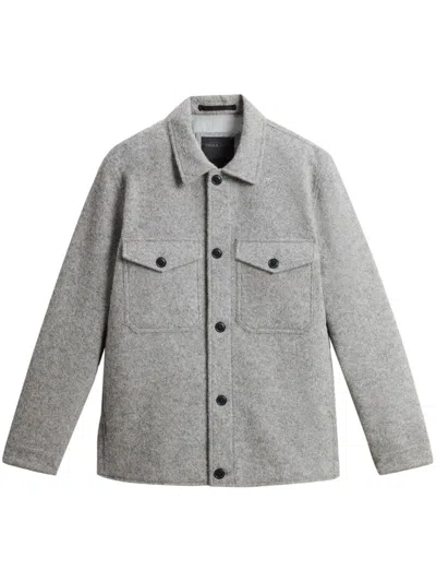 Woolrich Wool Blend Overshirt With Double Breast Pockets In Gray