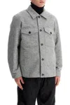 Woolrich Wool Blend Overshirt With Double Breast Pockets In Grey