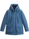 Woolrich Relaxed-fit Blue Coat With Hood And Practical Pockets