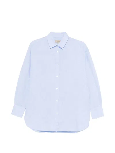 Woolrich Relaxed Fit Linen Button-up Shirt With Long Sleeves In Blue