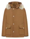 Woolrich Arctic Anorak In Ramar Cloth With Removable Fur In Brown