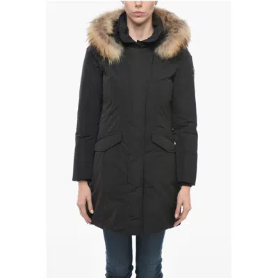 Woolrich Removable Fur Modern Vail Down Jacket In Black