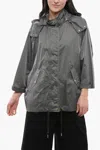 Woolrich Removable Hood Crinkle Windbreaker In Grey