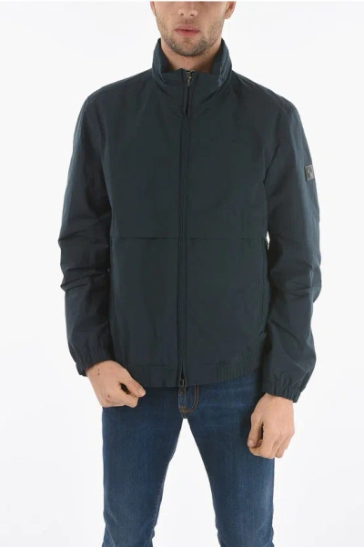 Woolrich Removable Hooded Solid Color Mallard Windbreaker With Maxi P In Black