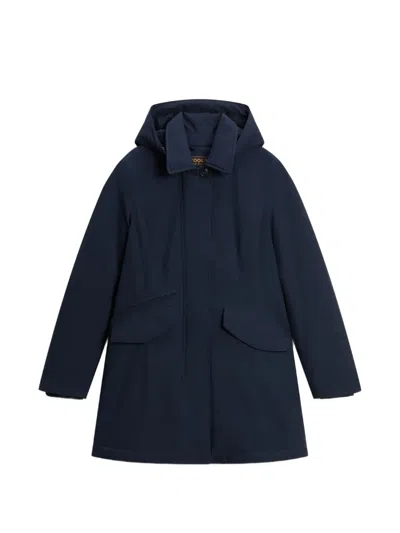 Woolrich Removable-hood Coat In Blue