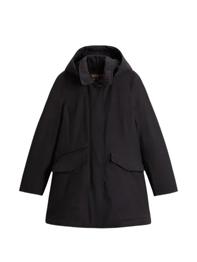 Woolrich Removable-hood Coat In Schwarz