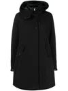 Woolrich Padded Layered Parka Coat In Black