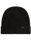 Woolrich Logo Patch Knitted Beanie In Black