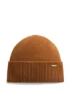Woolrich Ribbed Cashmere Beanie In Brown
