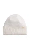 Woolrich Ribbed Cashmere Beanie In White
