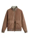 Woolrich Ribbed-cuff Suede Bomber In Brown