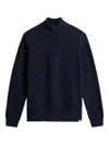 Woolrich Ribbed Half-zip Sweater In Blue