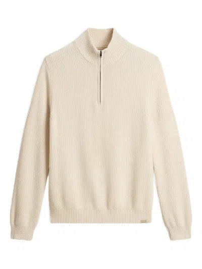 Woolrich Ribbed Half-zip Sweater In Neutral