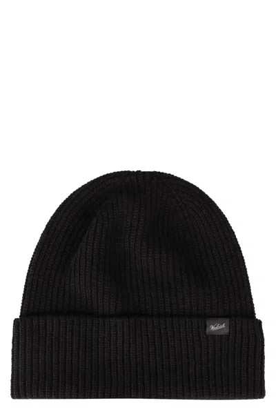Woolrich Ribbed Knit Beanie In Black