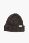 Woolrich Ribbed Virgin Wool Beanie In Gray