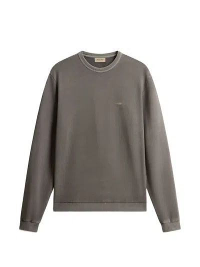 Woolrich Ribbed-details Logo Sweatshirt In Gray
