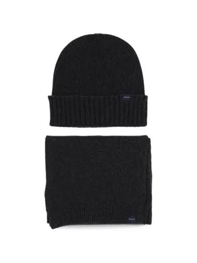 Woolrich Ribbed-knit Beanie Hat Scarf Set (set Of Two) In Black