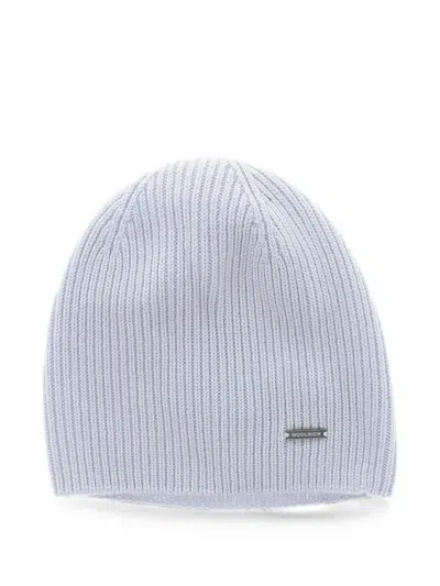 Woolrich Ribbed-knit Cashmere Beanie Hat In Blue