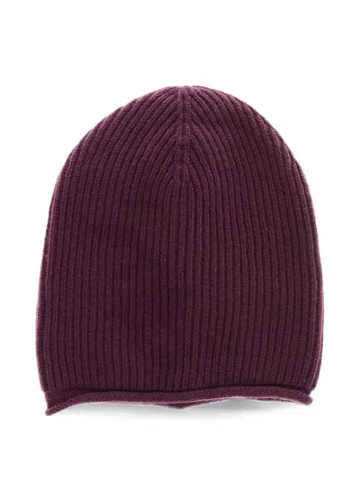 Woolrich Ribbed-knit Cashmere Beanie Hat In Purple