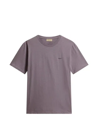 Woolrich Rib-knit Logo T-shirt In Purple