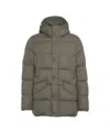 Woolrich Robust Quilted Puffer Jacket With Fixed Hood And Flap Pockets In Brown