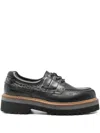 Woolrich Leather Boat Loafers Lug Sole In Black