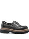Woolrich Leather Boat Loafers Lug Sole In Black
