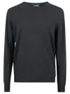 Woolrich Round Neck Wool Sweater With Ribbed Detailing In Green