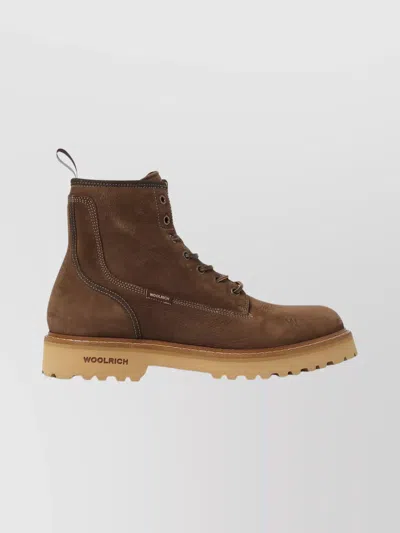 Woolrich Round Toe Boots Lug Sole Design In Brown